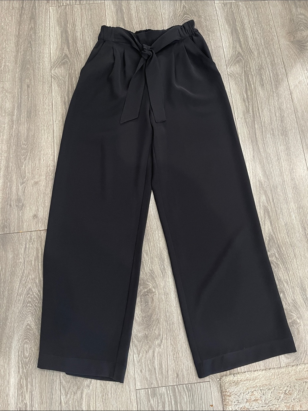 lululemon athletica Black Paperbag-Waist Wide Leg Pants with Tie